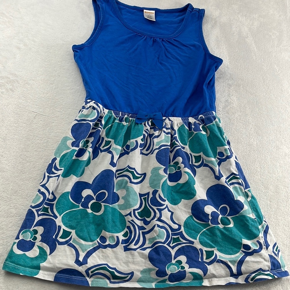 Gymboree 7 100% Cotton Blue, Green Floral Dress